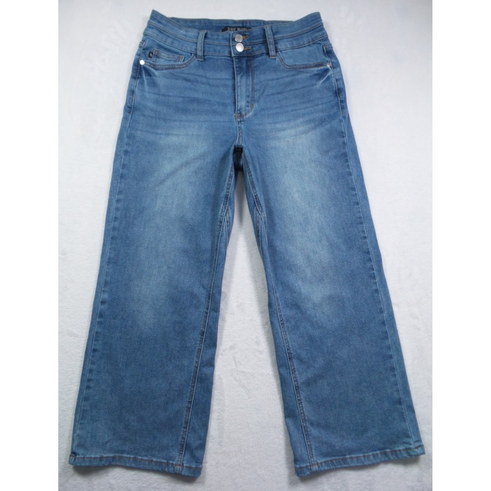 Judy Blue Jeans Womens Size 7/28 Blue Denim Wide Leg Crop High Waist Stretch